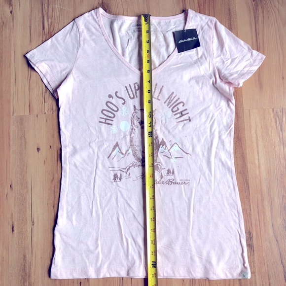 NEW EDDIE BAUER Tee OWL HOO'S UP ALL NIGHT Short Sleeve Shirt Pink Small Women’s - Picture 7 of 16